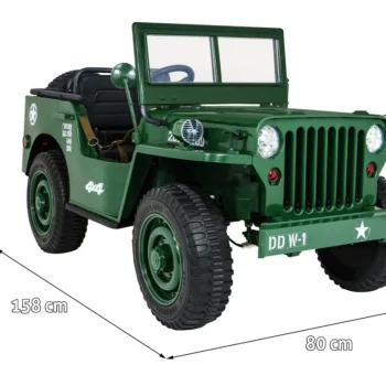 Jeep Willys Retro Vojni Auto Na Akumulator Zeleni Za 3 Djece 2