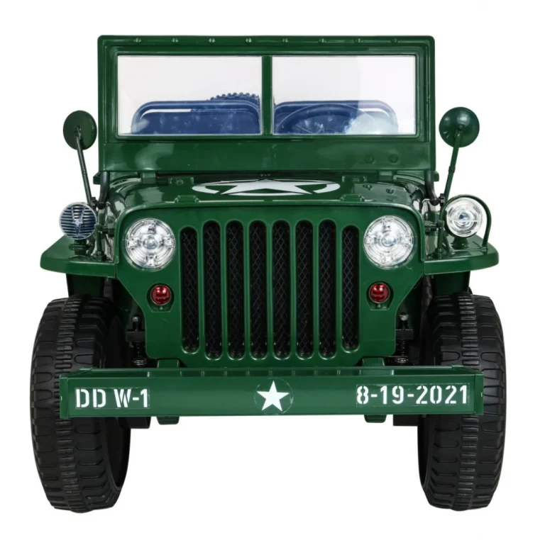 Jeep Willys Retro Vojni Auto Na Akumulator Zeleni Za 3 Djece 3