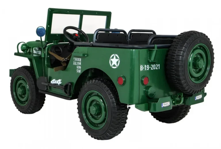 Jeep Willys Retro Vojni Auto Na Akumulator Zeleni Za 3 Djece 4