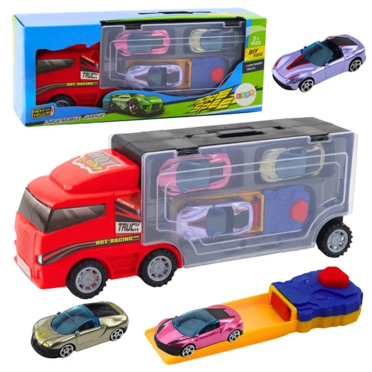 Kamion S Garažom S Bacačima Automobila 3 Komada Crveni 1