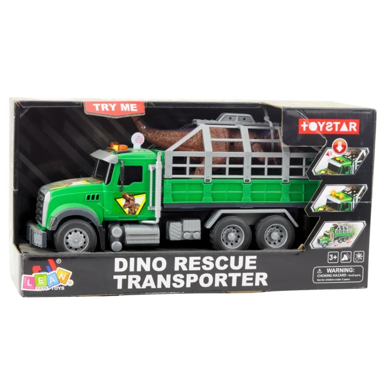 Kamion Za Prijevoz Dinosaura Sa Svjetlima I Zvukovima Zeleni 4