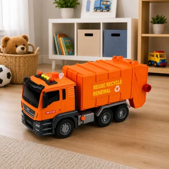 Kamion Za Smeće S 3 Kante, Svjetla I Zvukovi, Narančasti 4