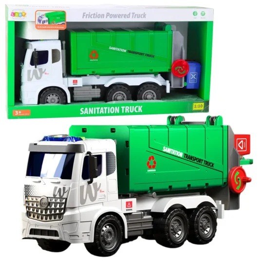 Kamion Za Smeće S Podizanjem, 2 Kante, Svjetla I Zvukovi, Zeleni, 1:10 1