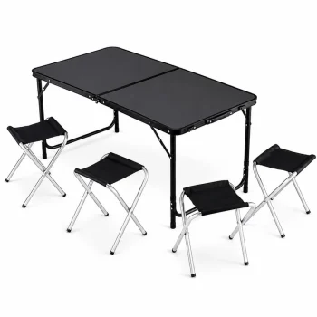Kamperski Set, Sklopivi Stol I 4 Stolice, Crni Kofer 2