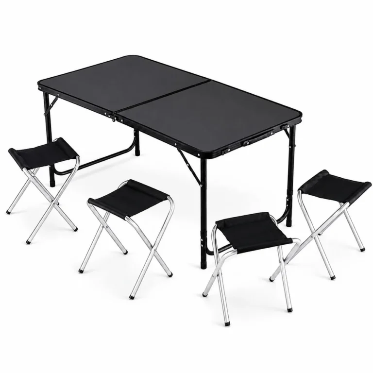 Kamperski Set, Sklopivi Stol I 4 Stolice, Crni Kofer 2