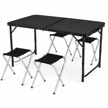 Kamperski Set, Sklopivi Stol I 4 Stolice, Crni Kofer 4