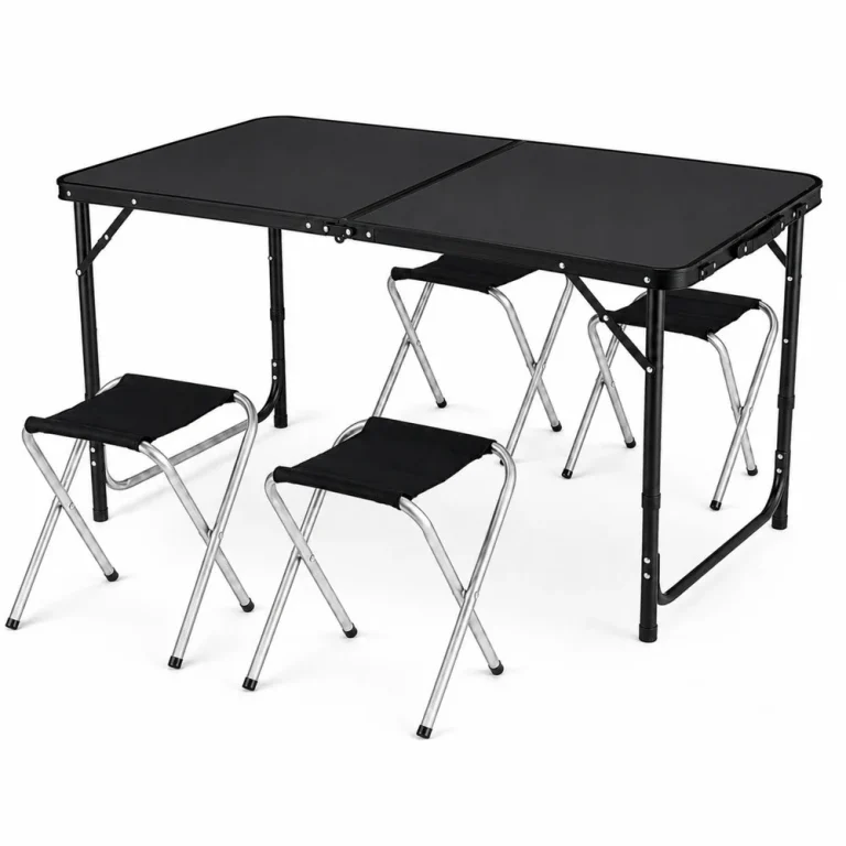 Kamperski Set, Sklopivi Stol I 4 Stolice, Crni Kofer 4