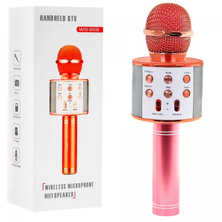 Karaoke Mikrofon Sa Zvučnikom Ružičasto Zlatni 1