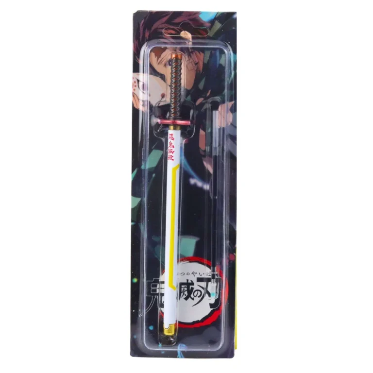 Katana Sword Anime Kemijska Olovka S Metalnom Crnom Tintom, Zamjenjivim Punjenjem, Bijelo žuta 4