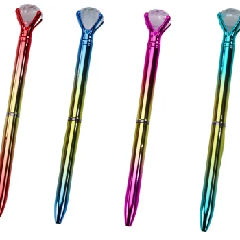 Kemijska Olovka Diamond Sjajno Zlatna Plava Boja Refill 0.7 Mm Mix 2