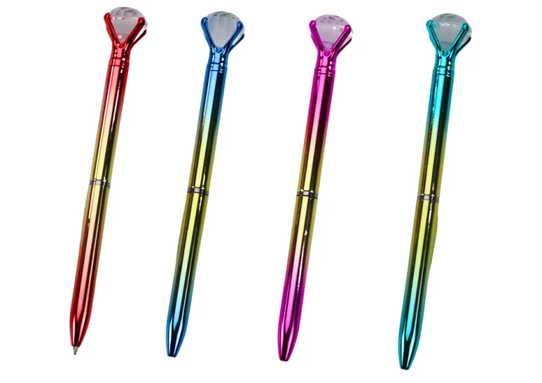 Kemijska Olovka Diamond Sjajno Zlatna Plava Boja Refill 0.7 Mm Mix 2