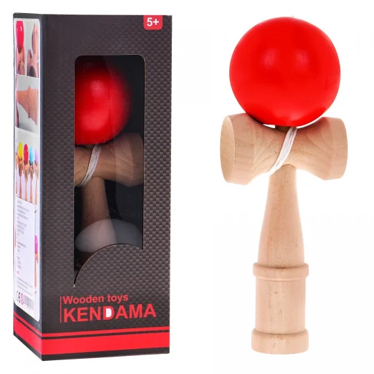 Kendama Arkadna Igra Za Djecu 3+ I Odrasle Drvena Igračka + Crvena Loptica 1