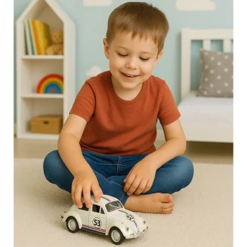 Klasični Automobil Buba S Metalnim Pogonom, Otvaranjem Vrata, Bež 1:32 6