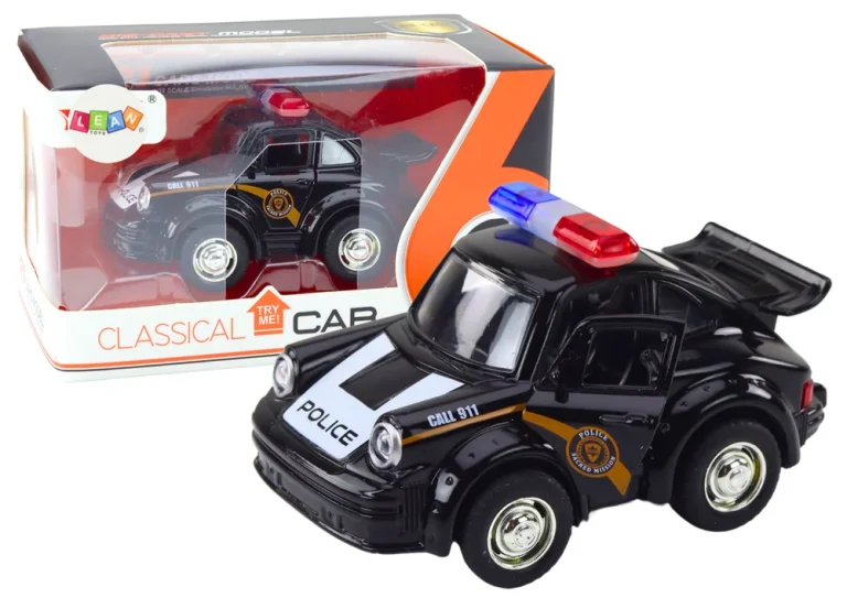 Klasični Policijski Auto 1:38 Svjetla Za Vožnju Zvuci Crno 1