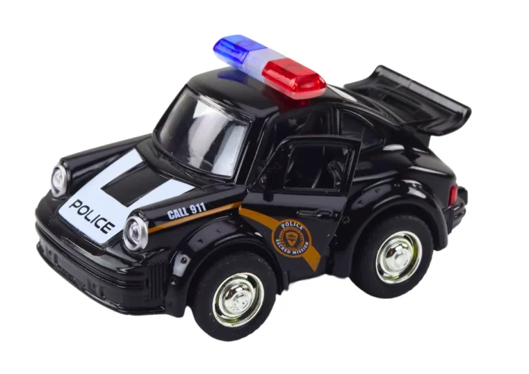 Klasični Policijski Auto 1:38 Svjetla Za Vožnju Zvuci Crno 2