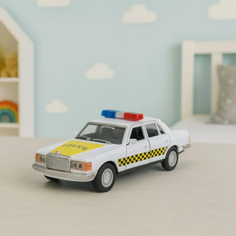 Klasični Policijski Automobil S Metalnim Pogonom I Otvaranjem Vrata, Bijeli 1:32 4