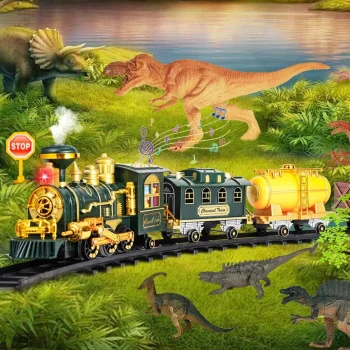 Klasični Vlak Dinosauri Svjetla Zvuci Dim 39 Kom 4