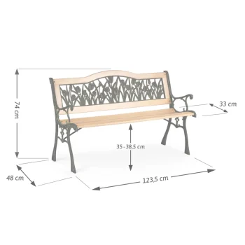 Klupa Za Park S Naslonom Gardi Tulip Sofotel, 123,5 × 74 × 48 Cm 10