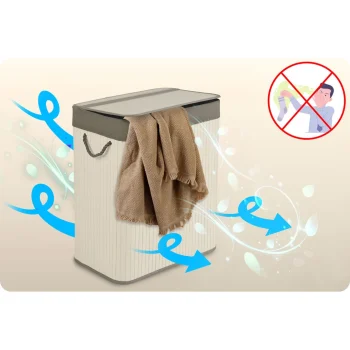 Košara Za Rublje Od Bambusa S Poklopcem 100 L Massido, Plava, Var. 678102 12