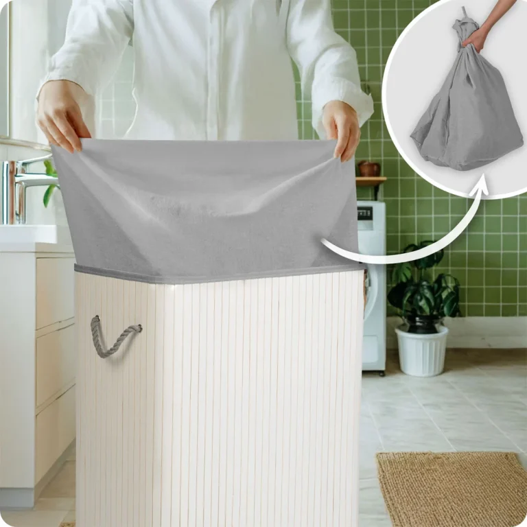 Košara Za Rublje Od Bambusa S Poklopcem 100 L Massido, Plava, Var. 678102 9
