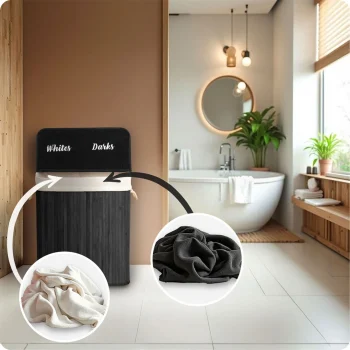 Košara Za Rublje Od Bambusa S Poklopcem 100 L Massido, Plava 10