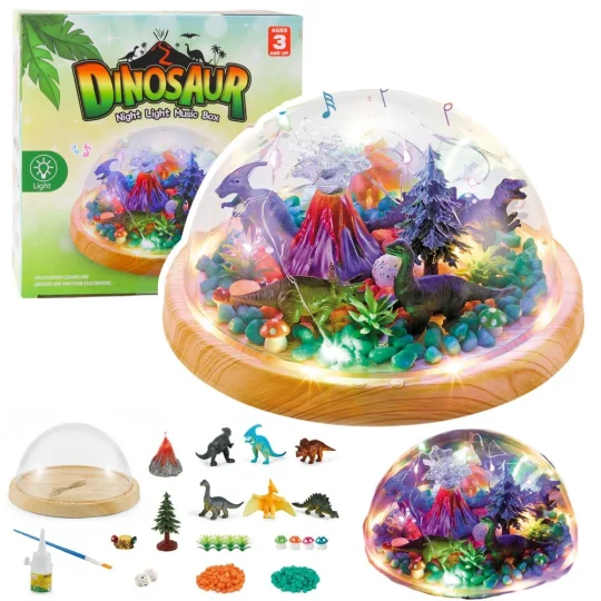 Kreativni Komplet Za Terarij S Dinosaurima I Noćnom Lampom U Obliku Kupole 1