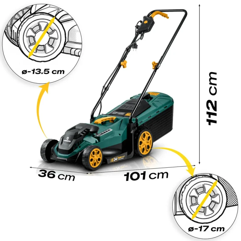 Lagana I Snažna Električna Kosilica S Regulacijom 1400w 34cm Humberg Hm 612, Siva, Var. 561201 6