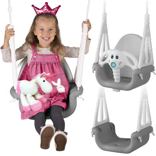 Ljuljačka S Kantom Ricokids 3 U 1 Slon, Siva I Bijela 1