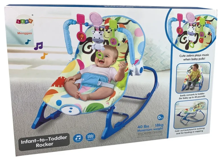Ljuljačka Stolica 2 U 1 Plava Zebra Zvukovi Vibracije 4