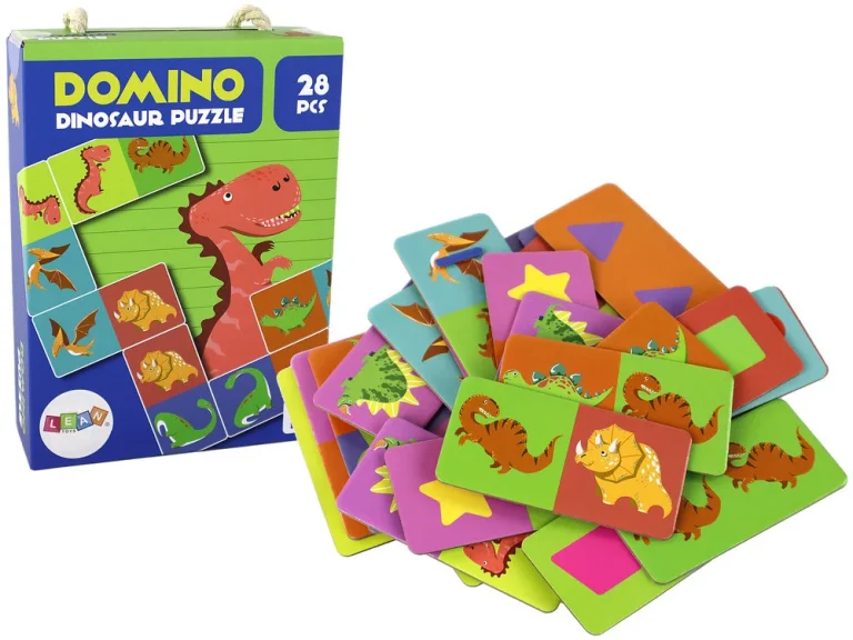 Logička Igra Dvostrana Slagalica Domino Dinosauri 10 Cm X 5 Cm 28 Dijelova 1