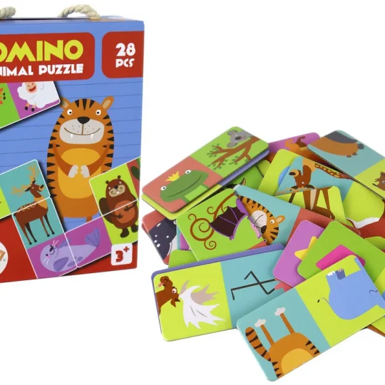 Logička Igra Dvostrana Slagalica S Domino životinjama 10 Cm X 5 Cm 28 Dijelova 1
