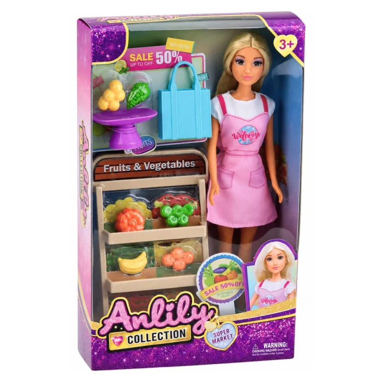 Lutka Anlily 30 Cm, Set Pribora Za Trgovinu Voćem I Povrćem 5