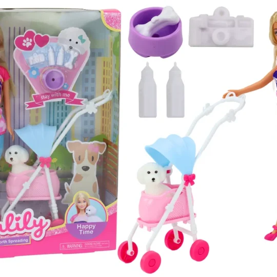 Lutka Anlily S Psom U Kolica I Priborom, 30 Cm 1