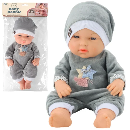 Lutka Beba Siva Pidžama I šešir 30 Cm 1