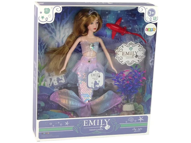 Lutka Sirena Emily Ružičasti Rep S Morskim Psom 5