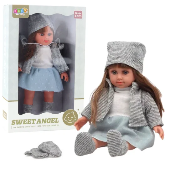 Lutka U Plavoj Haljini, šeširu, Džemperu, Rukavicama, 36,5 Cm 1