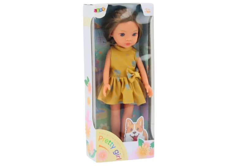 Lutka U žutoj Haljini Smeđa Kosa 33 Cm 4