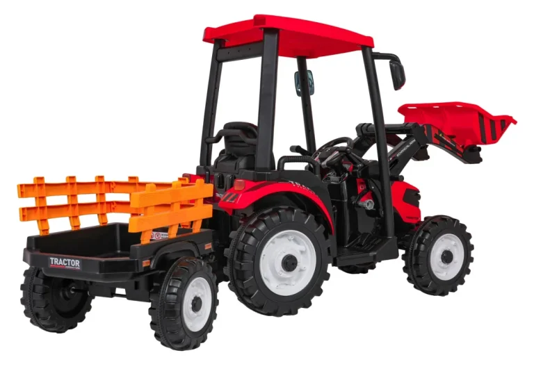 Mega Električni Traktor D68 S Prikolicom, Crveni 5