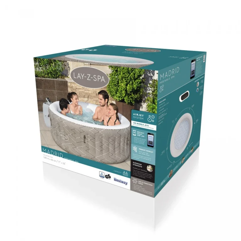 Madrid Lay Z Spa Jacuzzi Za Vrt Bestway Za 4 Osobe + Pumpa S Filterom + Navlaka 11