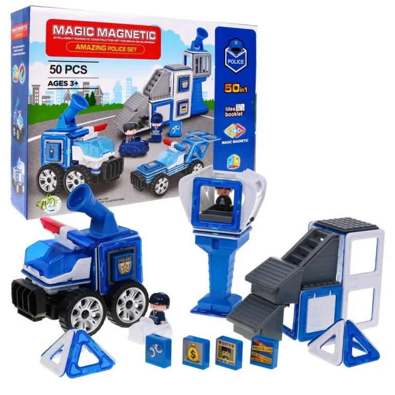 Magični Magnetski Blokovi Policijska Postaja Policijski Automobili 1