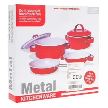Mali Kuharski Set Metalni Lonci Crveni 9 Dijelova 3+ 6