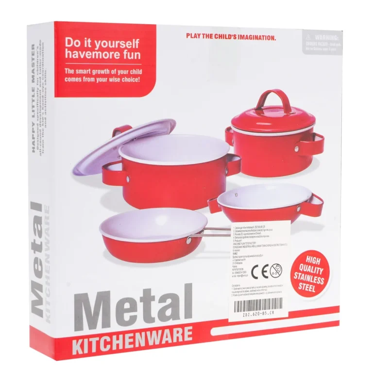 Mali Kuharski Set Metalni Lonci Crveni 9 Dijelova 3+ 6