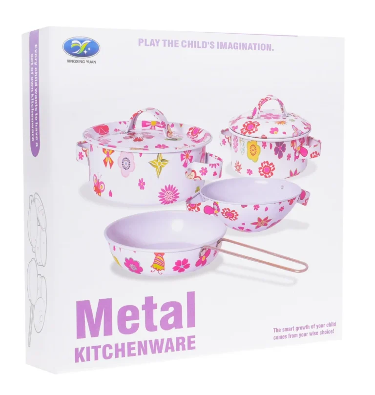 Mali Kuharski Set Metalni Lonci Cvjetni 9 Dijelova 3+ 6