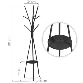 Massido Ms 869 Samostojeća Metalna Vješalica Za Odjeću S Policom, Siva 4
