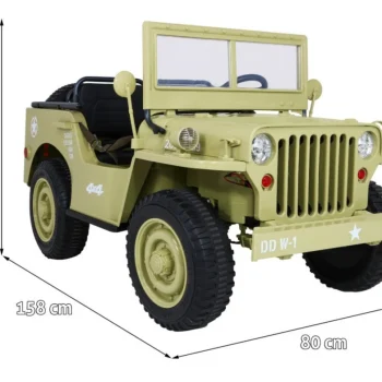 Matcha 4x4 Retro Vojni Auto Na Akumulator Za 3 Djece 2