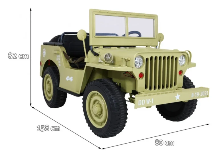 Matcha 4x4 Retro Vojni Auto Na Akumulator Za 3 Djece 2