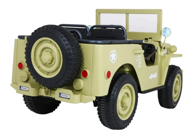 Matcha Retro Strong Vojni Auto Na Akumulator Za 3 Djece 4