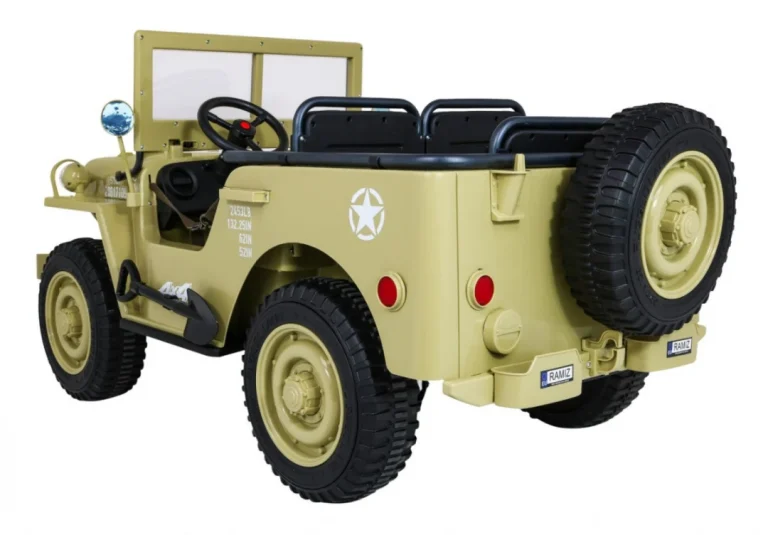 Matcha Retro Strong Vojni Auto Na Akumulator Za 3 Djece 7