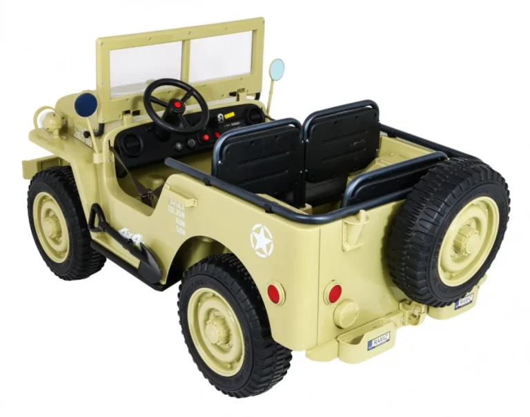 Matcha Retro Strong Vojni Auto Na Akumulator Za 3 Djece 8
