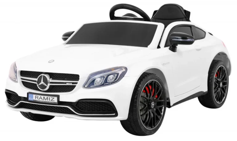 Mercedes Benz C63 Amg Za Djecu Bijela + Daljinski Upravljač + Sigurnosni Pojasevi U 5 Točaka + Eva 1